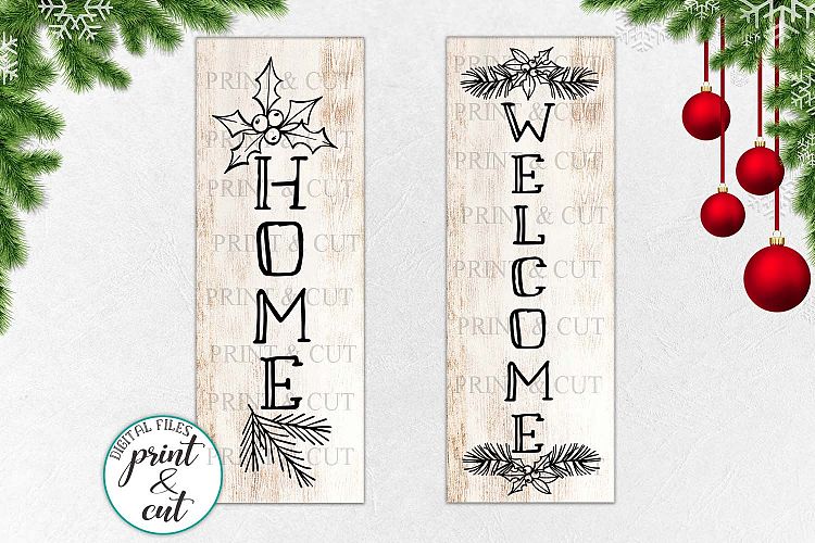 Christmas WELCOME HOME porch sign svg dxf file to cut