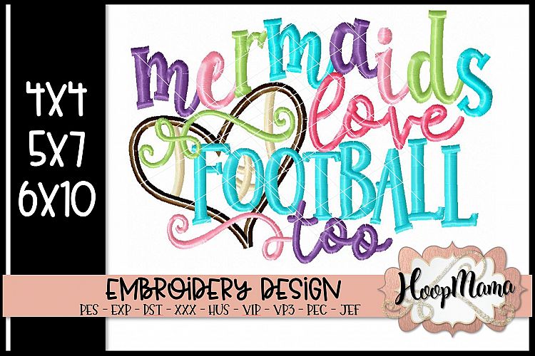 Mermaids Love Football Too - Football Embroidery