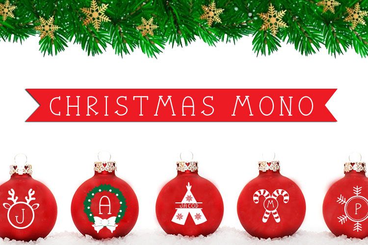 Christmas Mono, a font with frames of Christmas monograms