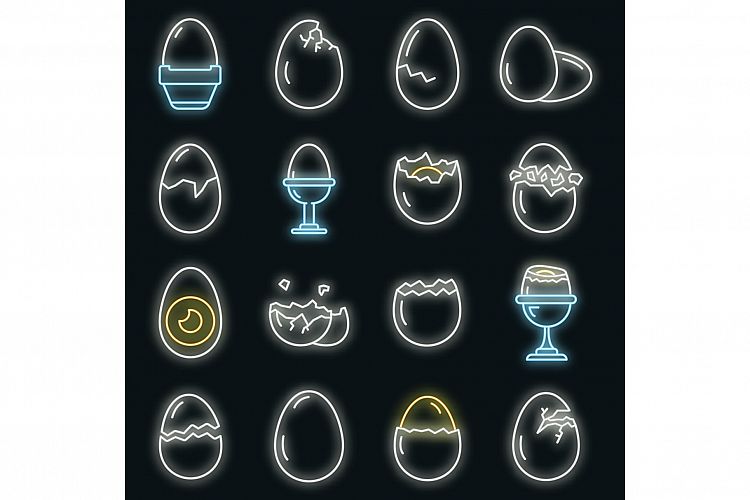 Eggshell icons set vector neon