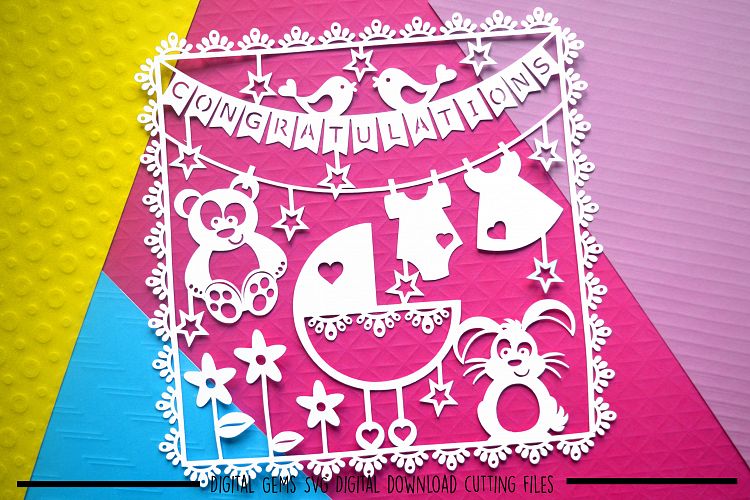 New baby paper cut SVG  DXF  EPS files