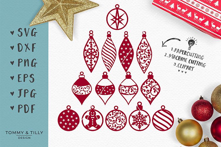 Set of Baubles - SVG EPS DXF PNG PDF JPG Cut File