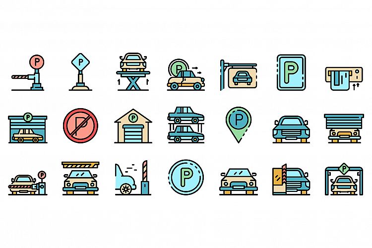 Underground parking icons vector flat example image 1
