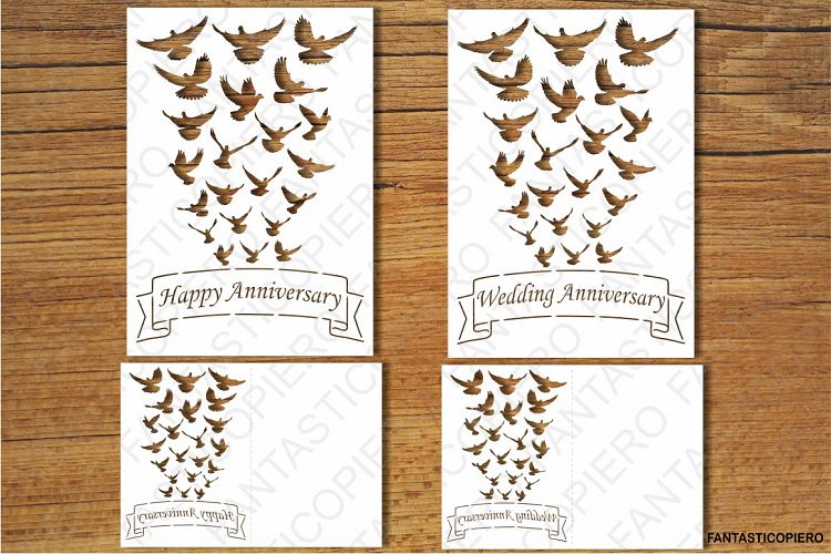 Happy Birthday, Happy Anniversary, Wedding Anniversary, Greeting Card blank SVG files for Silhouette Cameo and Cricut. Clipart PNG included.