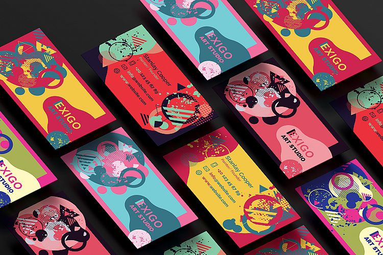 Memphis Style Business Cards example image 1