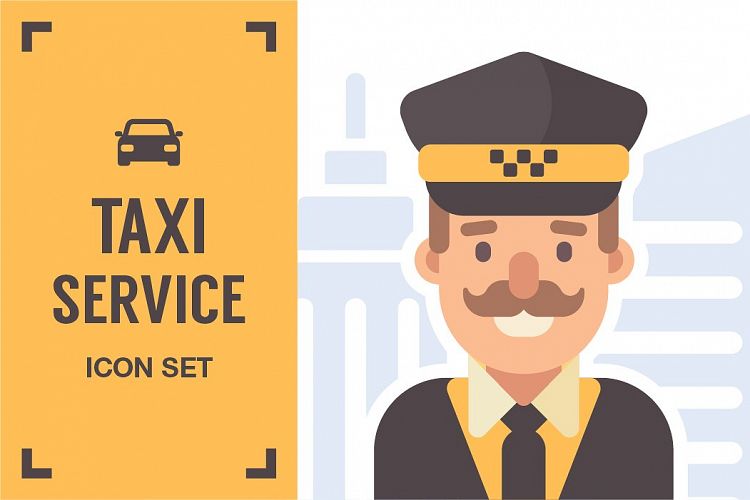 Taxi service icon set