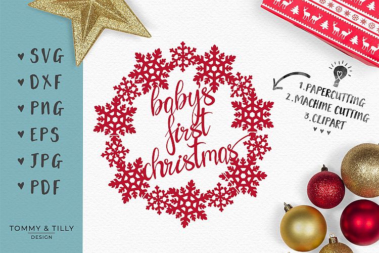 Babys First Christmas - SVG EPS DXF PNG PDF JPG Cut File