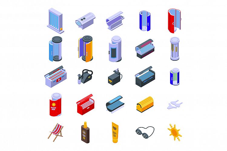 Solarium icons set, isometric style example image 1