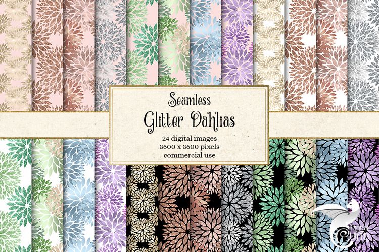 Glitter Dahlia Digital Paper