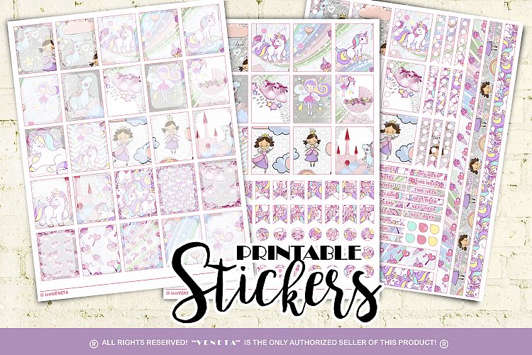 Unicorn Stickers Set | Rainbow and Fairy Planner Stickers