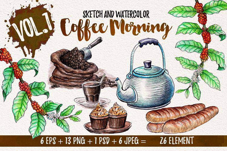 Watercolor Coffee (promo 50%)