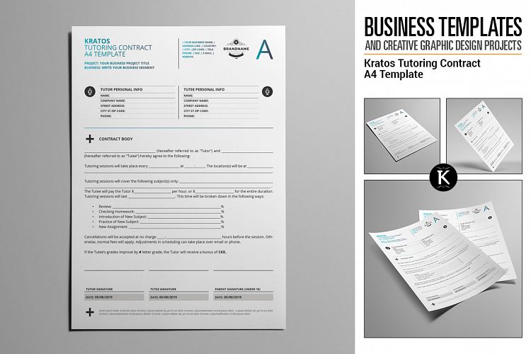 Kratos Tutoring Contract A4 Template