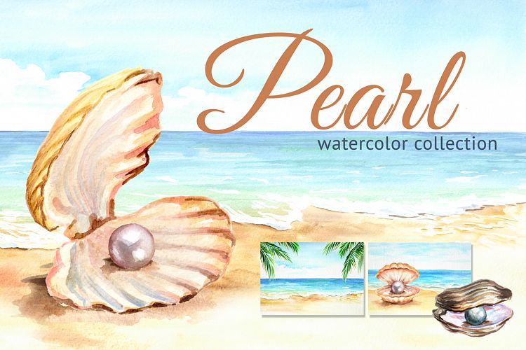 Pearls. Watercolor collection