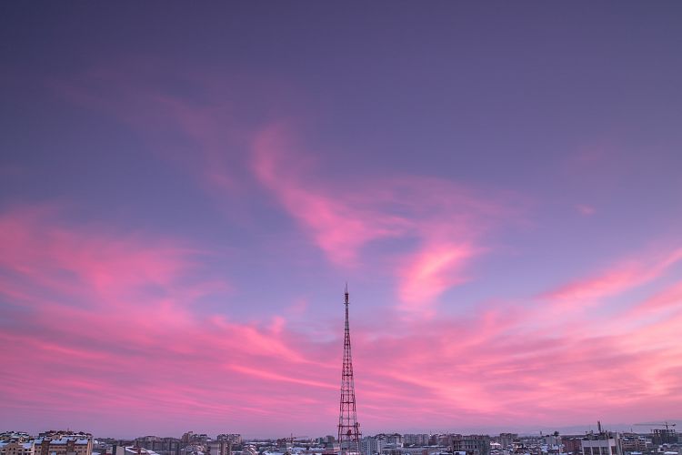 Aerial view sunset 