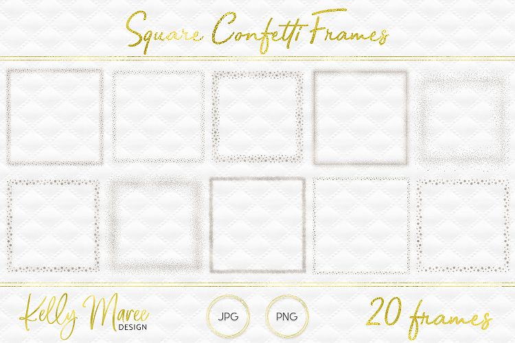 Silver Square Confetti Frames