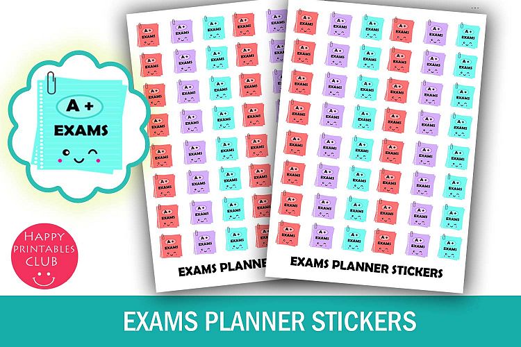 Exams Planner Stickers- Student Planner Stickers- Exam Icons