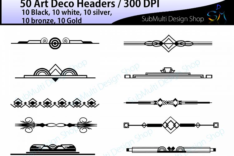 Art deco / art deco headers / art deco header clipart / art deco digital clipart / art deco frames / High Quality / template headers