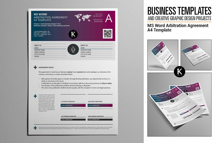 MS Word Arbitration Agreement A4 Template