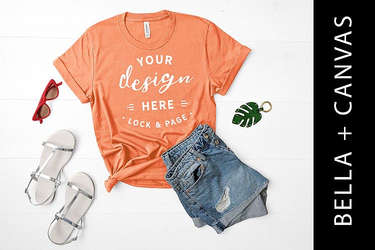 Coral Bella canvas 3001 T Shirt Mockup Clothing Mockup