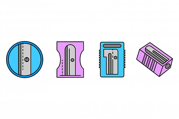 Sharpener icons set line color vector example image 1