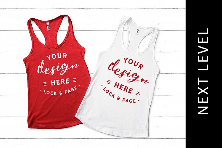 Red Next Level 1533 Mockup Summer Apparel Tank Top Flat Lay