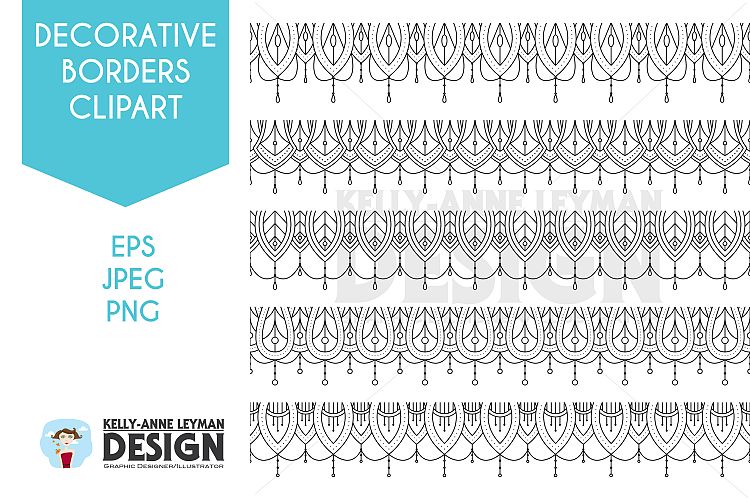 Decorative Mandala Borders Clipart, Seamless Borders