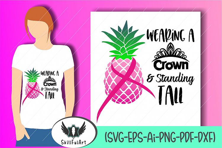 breast cancer svg, be a pineapple, cancer awareness, breast