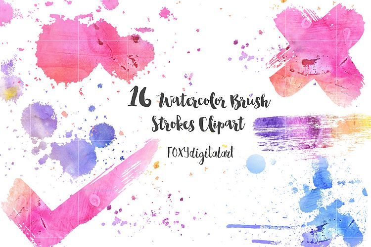 Watercolor Brush Strokes Clip Art