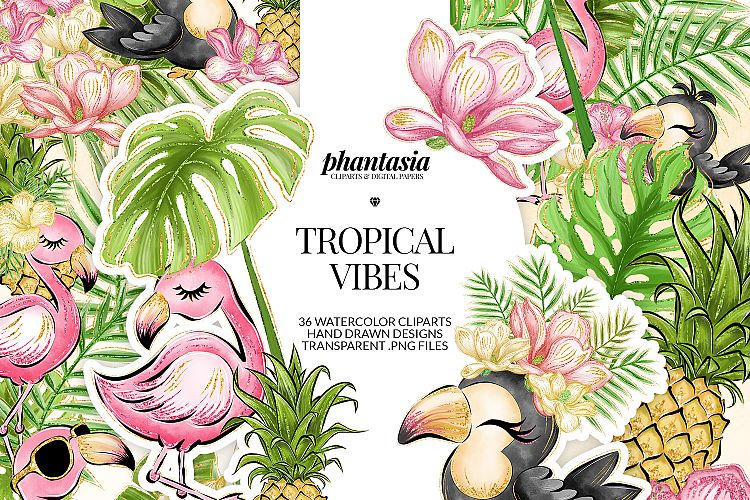 Flamingo & Toucan Cliparts