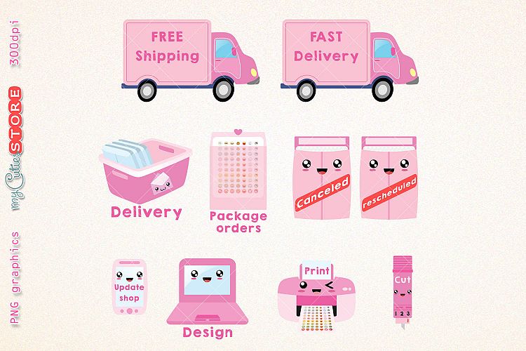Collection of shipping and fast delivery icon graphics pink and blue. Track orders set for manage your shop, stickers, shop and blog graphics.