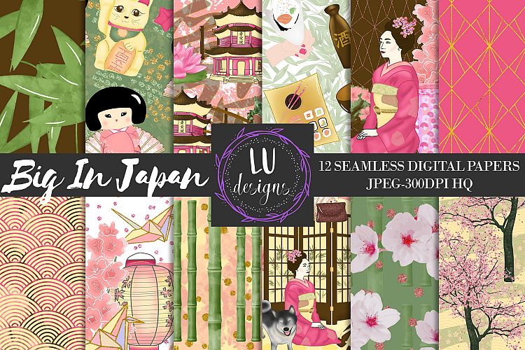 Japan Digital Paper Pack, Oriental Patterns
