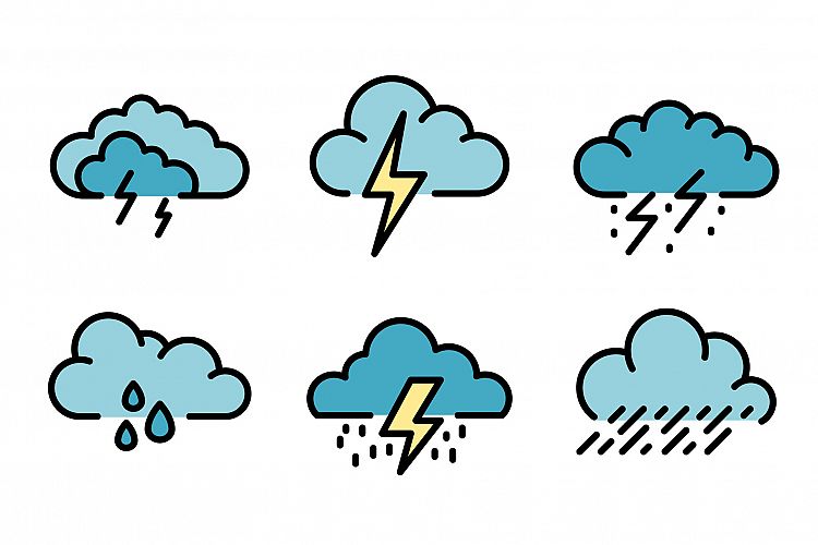 Thunderstorm icons vector flat example image 1