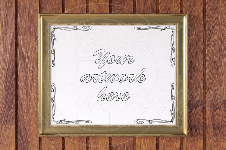 Gold mockup frame landscape ratio 4 to 5