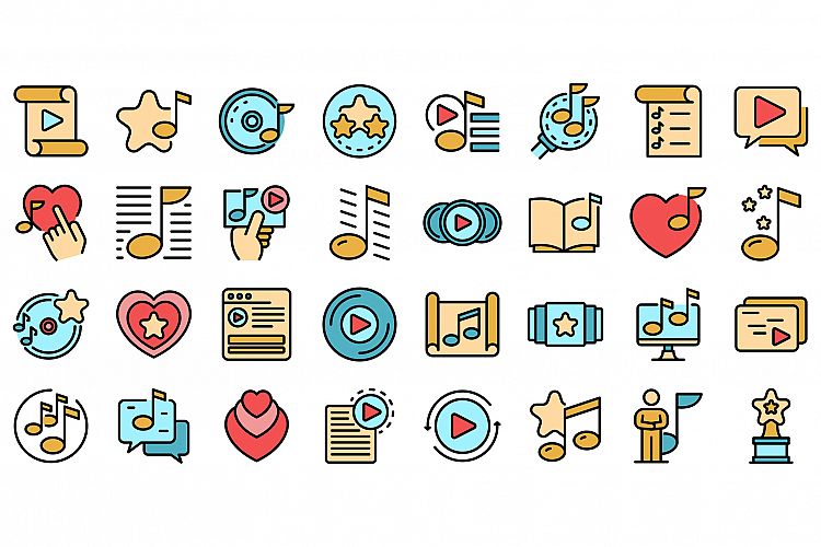 Playlist icons set vector flat example image 1