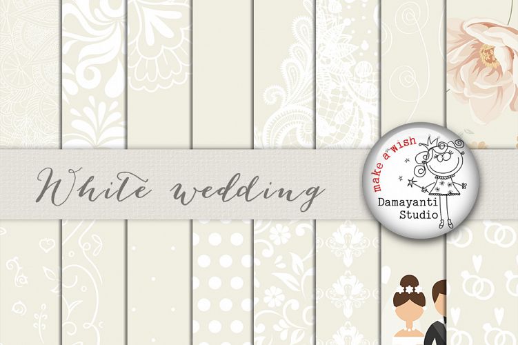 White wedding digital paper wedding pattern wedding invitation damask digital paper wedding clipart white lace wedding planner sticker
