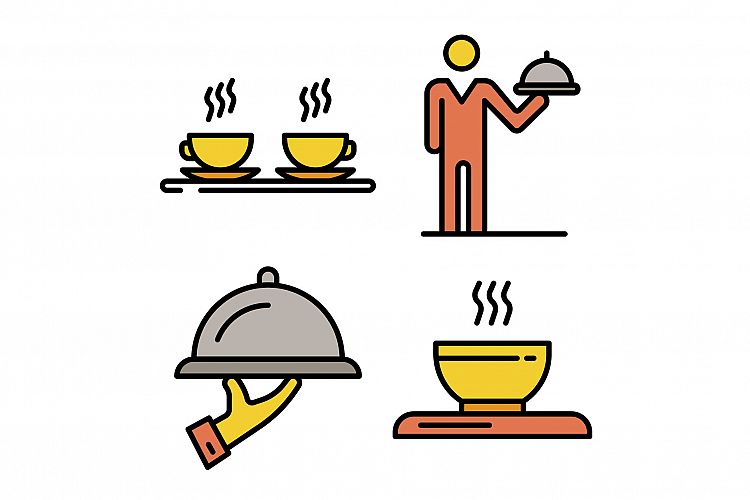 Waiter icons vector flat example image 1