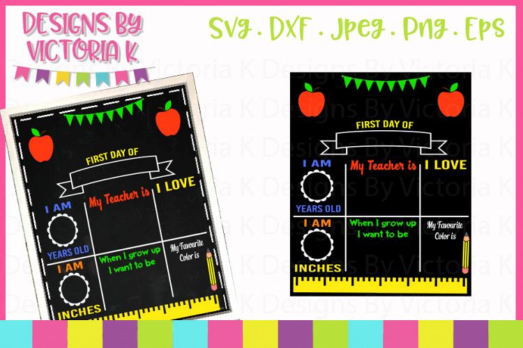 Back to school board, chalkboard style SVG Cut File
