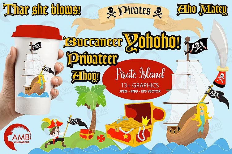Pirate Island cliparts, Pirate Elements cliparts AMB-176 example image 1