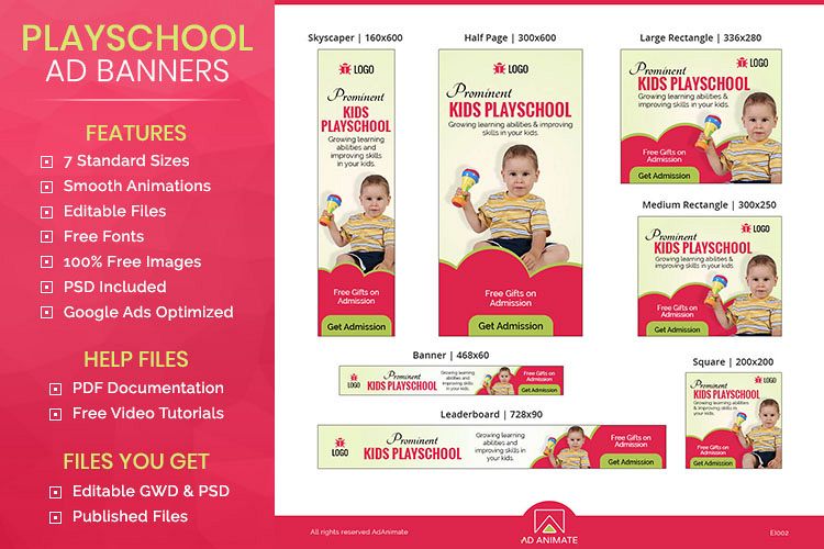 Kids Playschool Animated Ad Banner Template - EI002