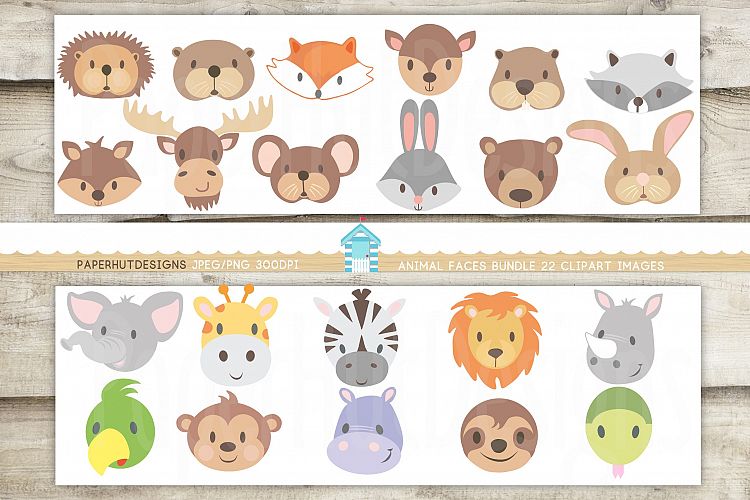 Animal Faces Clipart Bundle