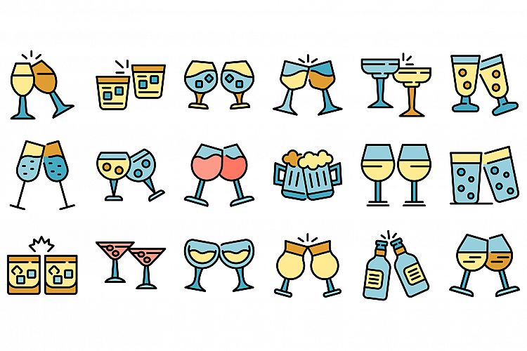 Cheers icons set vector flat example image 1