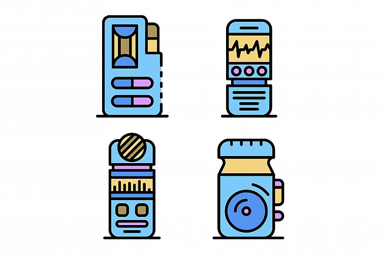 Dictaphone icons set vector flat example image 1