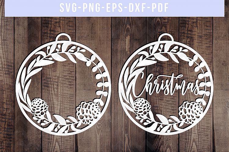 Christmas SVG Cut File, Ornament Papercut, PNG, PDF, DXF