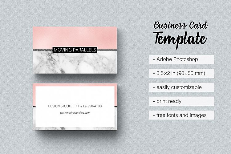 Rose Gold Pink Foil Marble Business Card