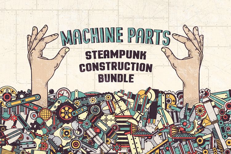 Steampunk machine parts bundle