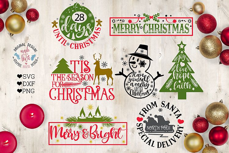 Merry Christmas Mini Bundle in SVG, DFX, PNG