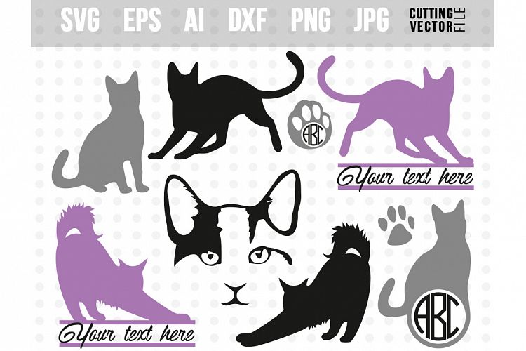 Cat Vector Bundle - svg, eps, ai, dxf, png, jpg