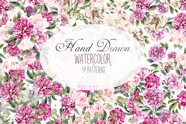 Hand Drawn Watercolor 9 Pattern