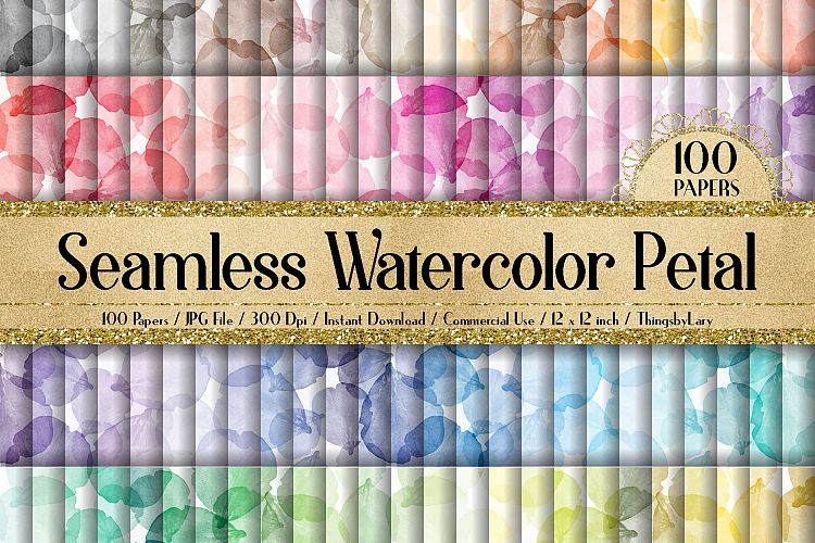 100 Seamless Watercolor Flower Petal Digital Papers