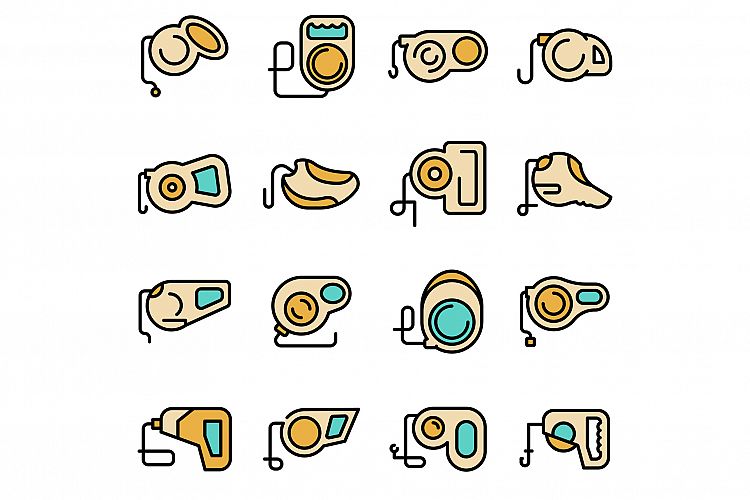 Retractable dog leash icons set vector flat example image 1